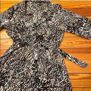 Animal Print Shirt Dress with self tie size Large